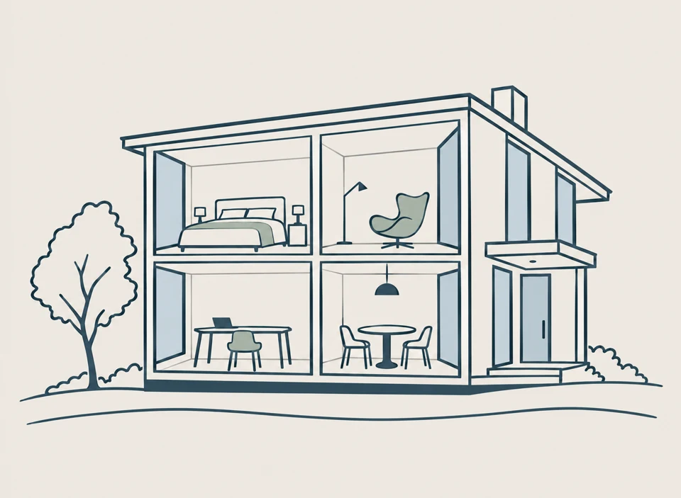 Annie's House of Life: the rooms of adult life sit above an early psychological foundation, on external ground.