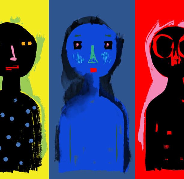 Colorful Triptych, Three Cartoon Characters on Bright Colors - Psychotherapist shares insights on Inside Out, original Pixar movie 9 years laters