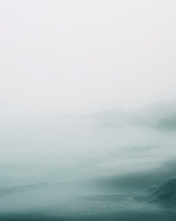Coastal photograph heavy sea fog
