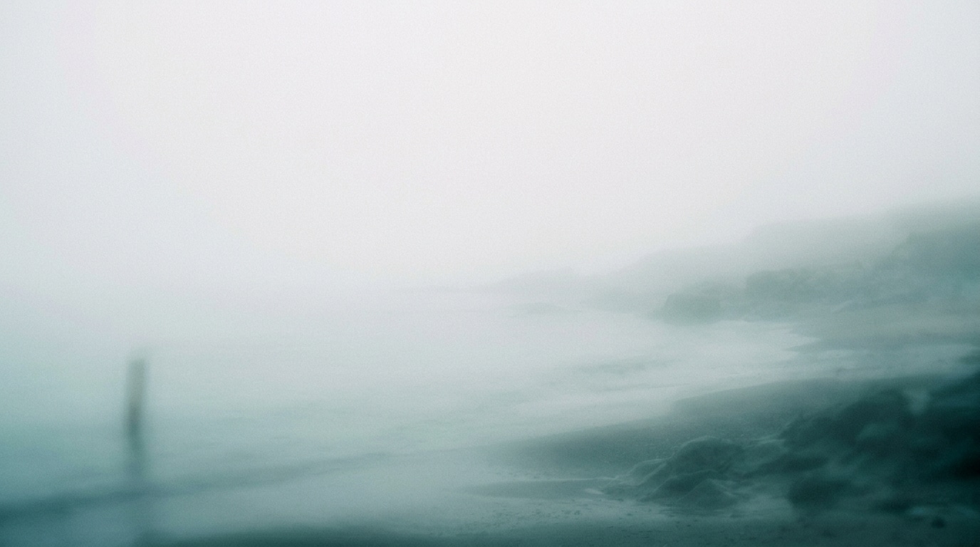 Coastal photograph heavy sea fog