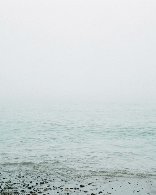 Misty seascape horizon lost fog