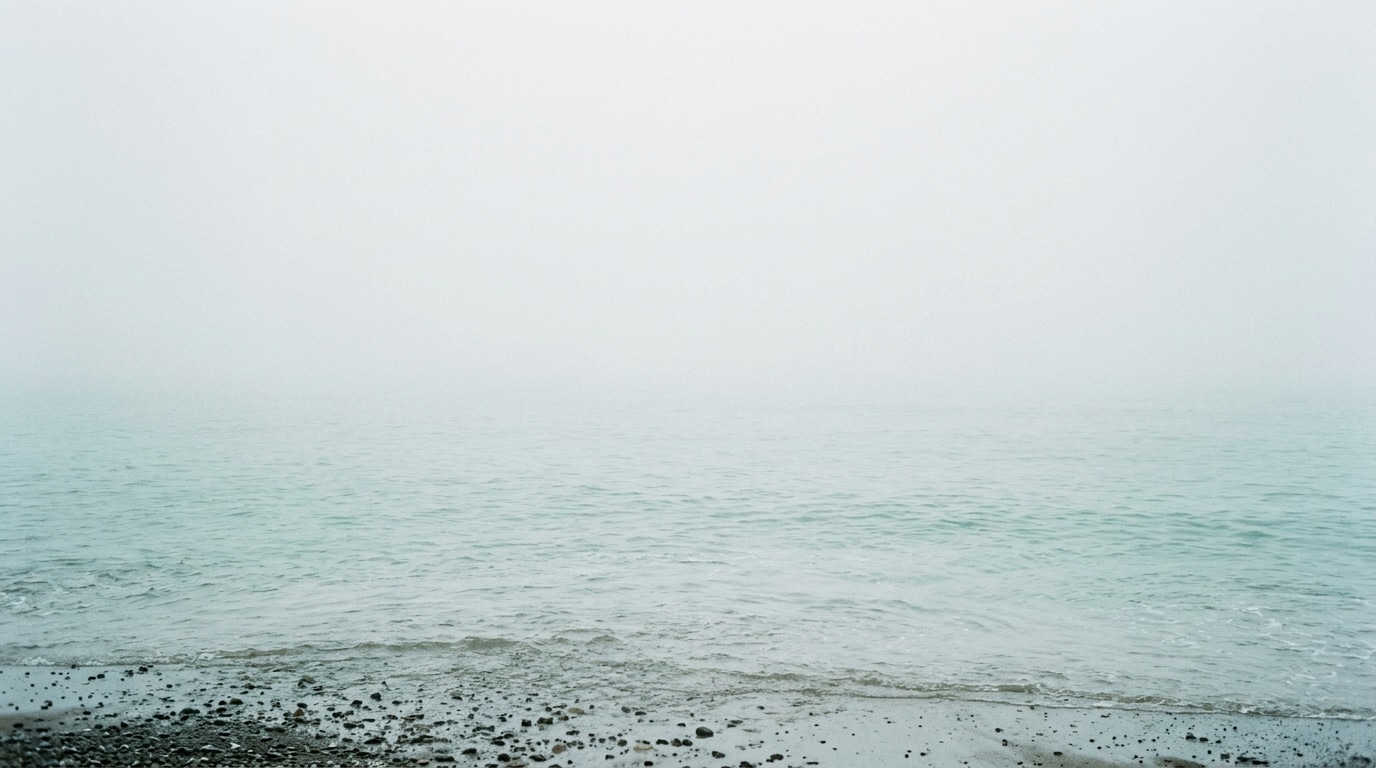 Misty seascape horizon lost fog