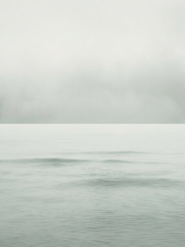 Misty seascape morning fog ocean