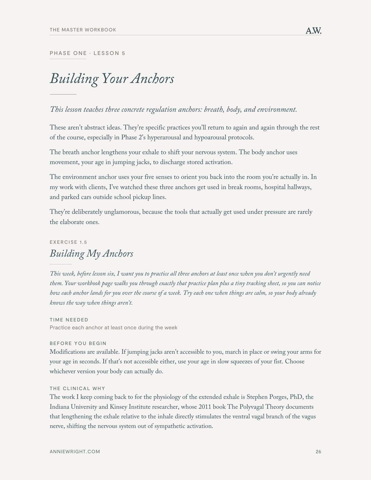 Workbook page 26, Building Your Anchors